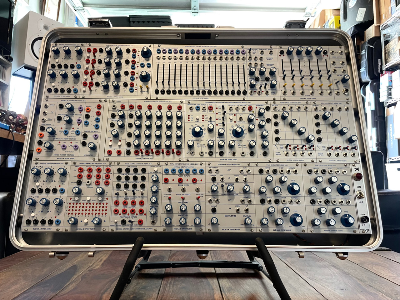 Buchla Tiptop 200t series with BPNYC ZERO Halliburton Eurorack Modular Travel Case NOS SILVER 122hp 9U
